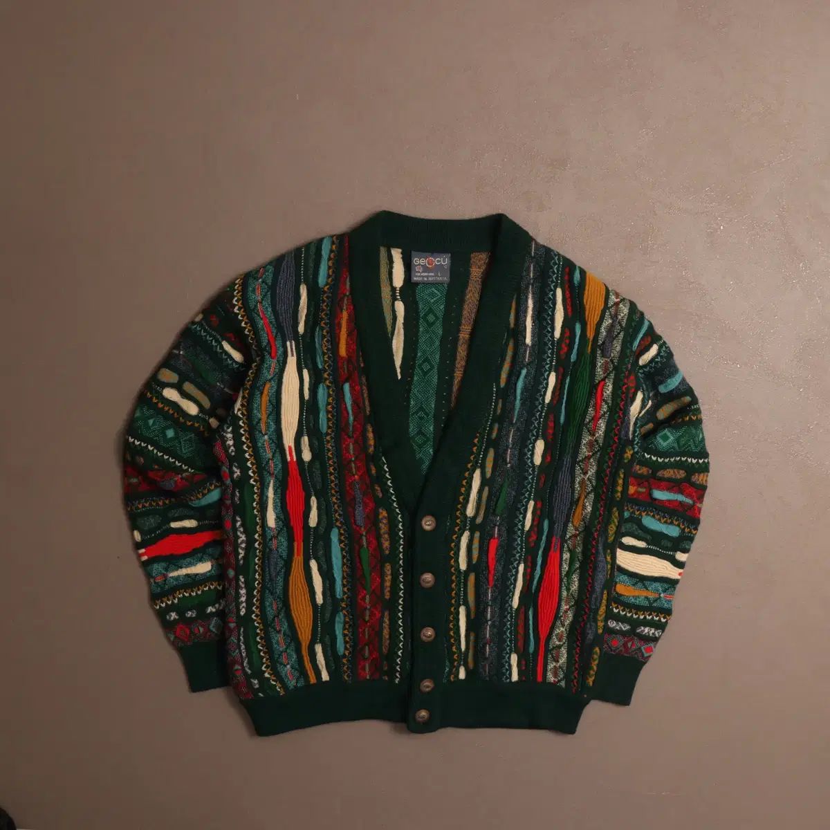 Geccu ケーブル パータン ニット カーディガン A1438