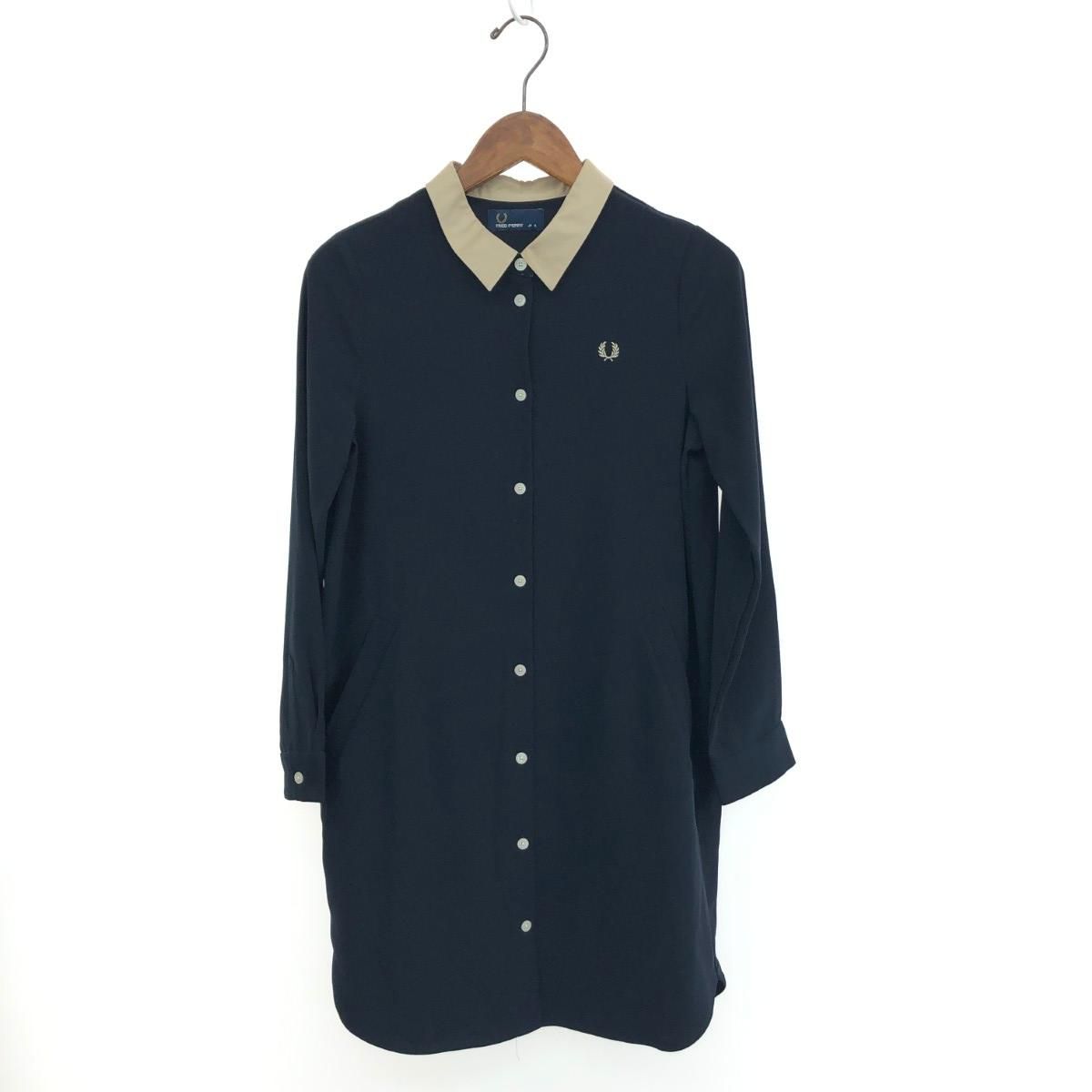 FRED PERRY フレッドペリー ロゴ刺繍ロングシャツ サイズ:8 ワンピース