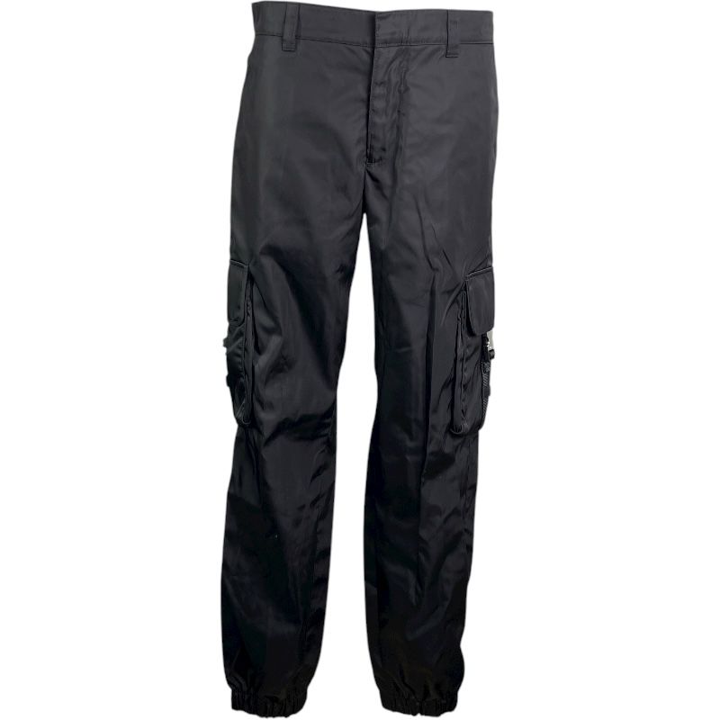 プラダ PRADA トライアングルロゴカーゴパンツ SPH130 ブラック ナイロン メンズ カーゴパンツ