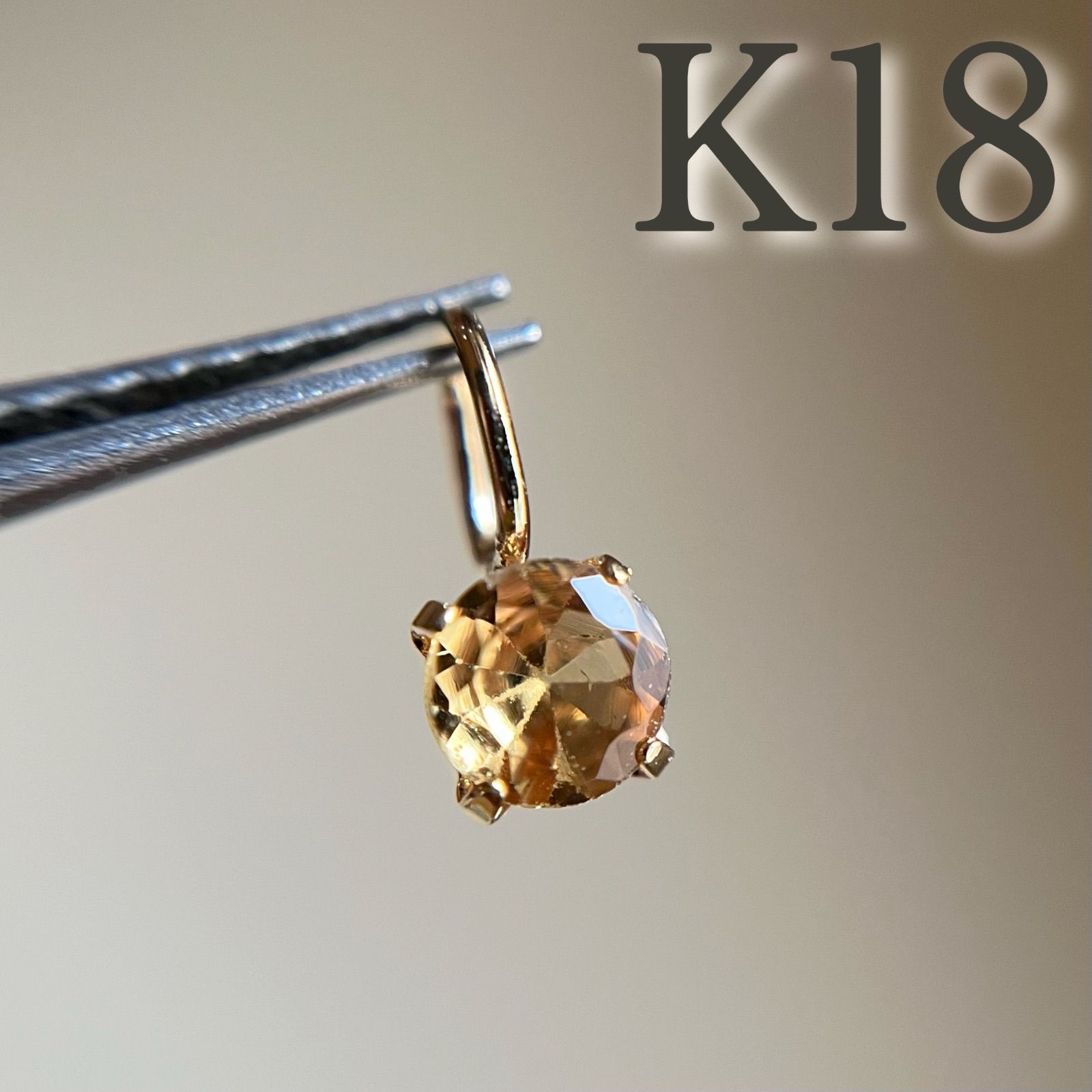 K18 天然石ガーネット ペンダントトップ チャーム 0.20ctラウンド br 2