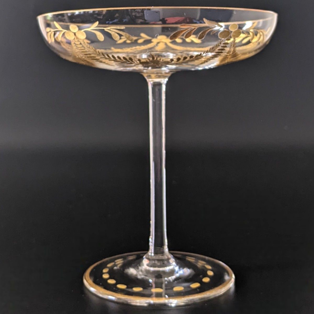 美品/希少】アンティーク 金彩ボヘミアングラス クープ型シャンパン