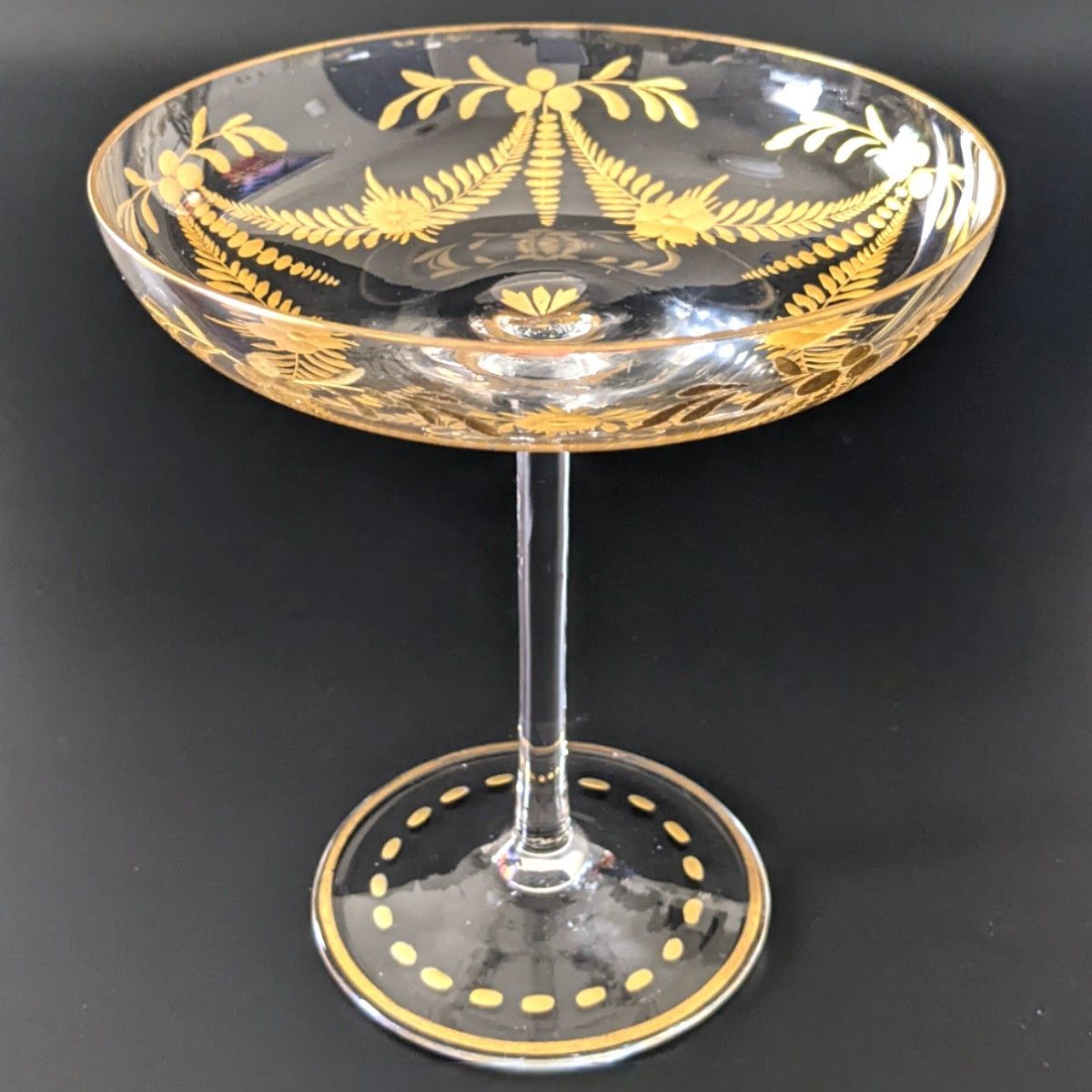 美品/希少】アンティーク 金彩ボヘミアングラス クープ型シャンパン