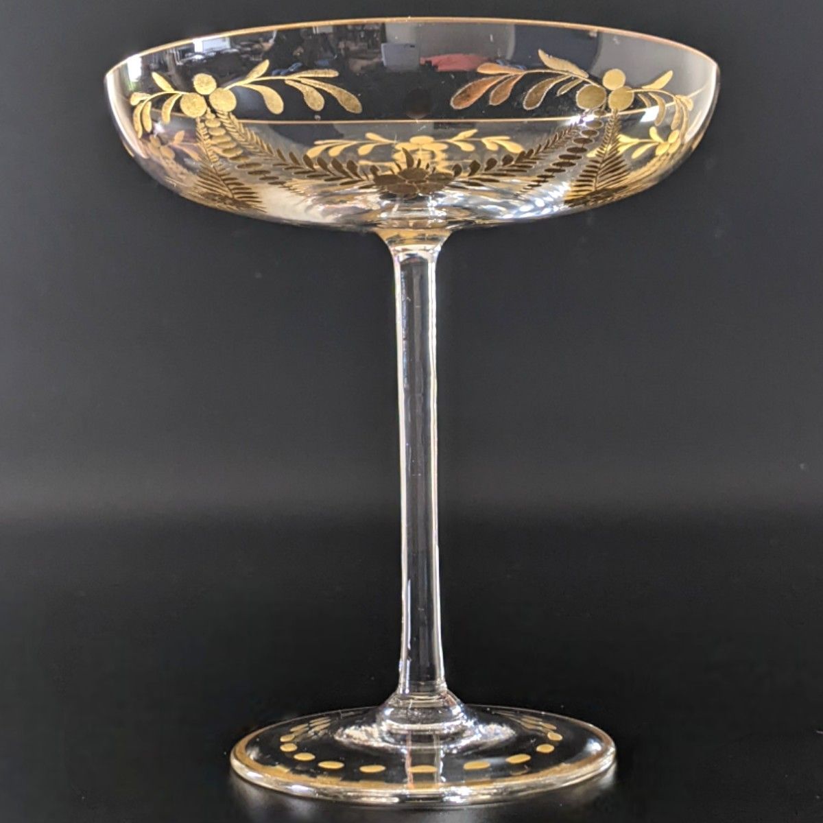 美品/希少】アンティーク 金彩ボヘミアングラス クープ型シャンパン