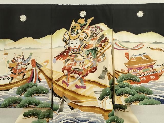お宮参り 男の子 産着 祝着 正絹 七五三 鷹（長襦袢・帽子・涎掛け付