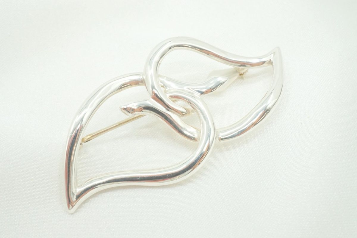 ティファニー ダブルリーフ ブローチ SV925 銀 シルバー TIFFANY-Co. 4394j