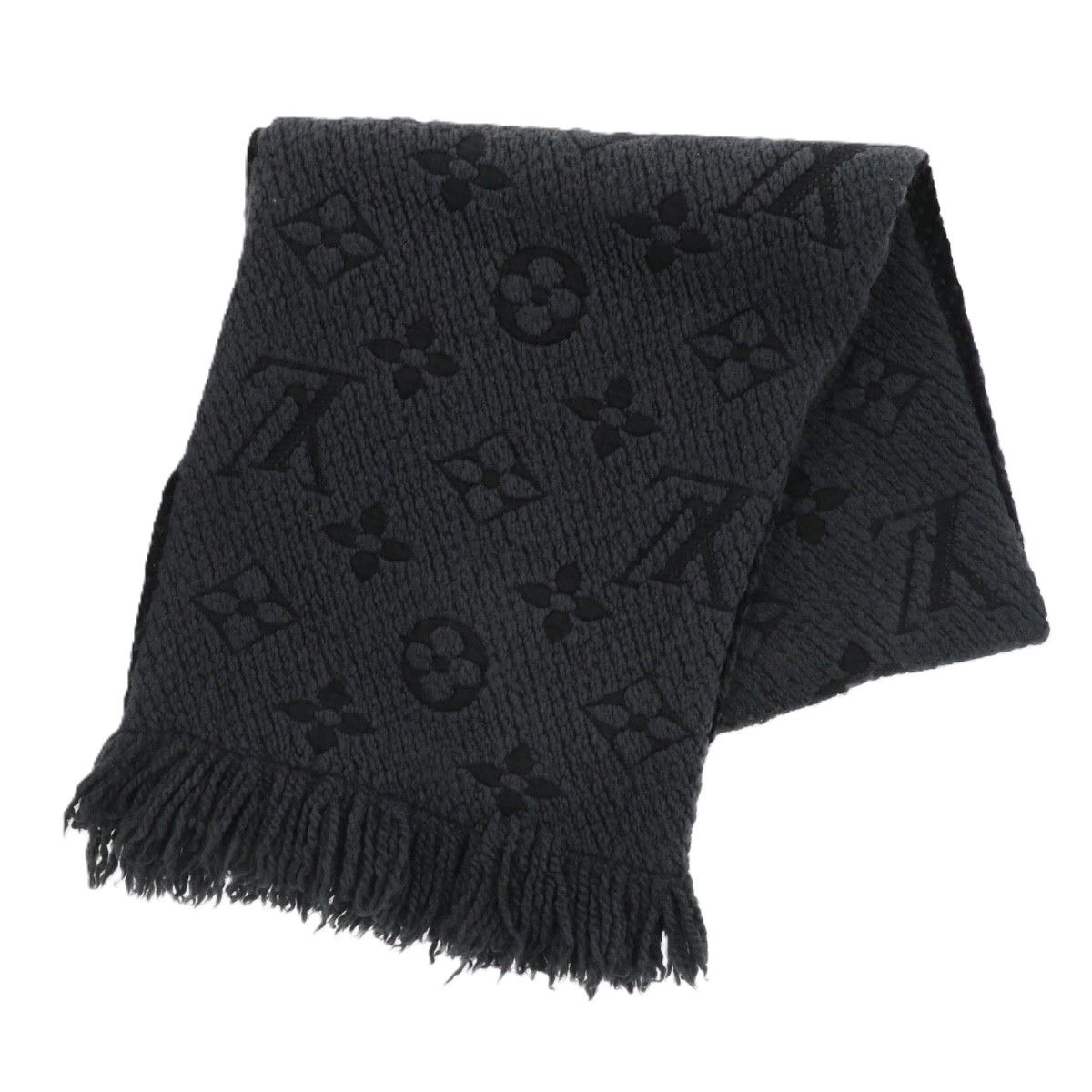 LOUIS VUITTON ルイヴィトン エシャルプ ロゴマニア モノグラム マフラー M 72431 レディース ウール シルク グレー
