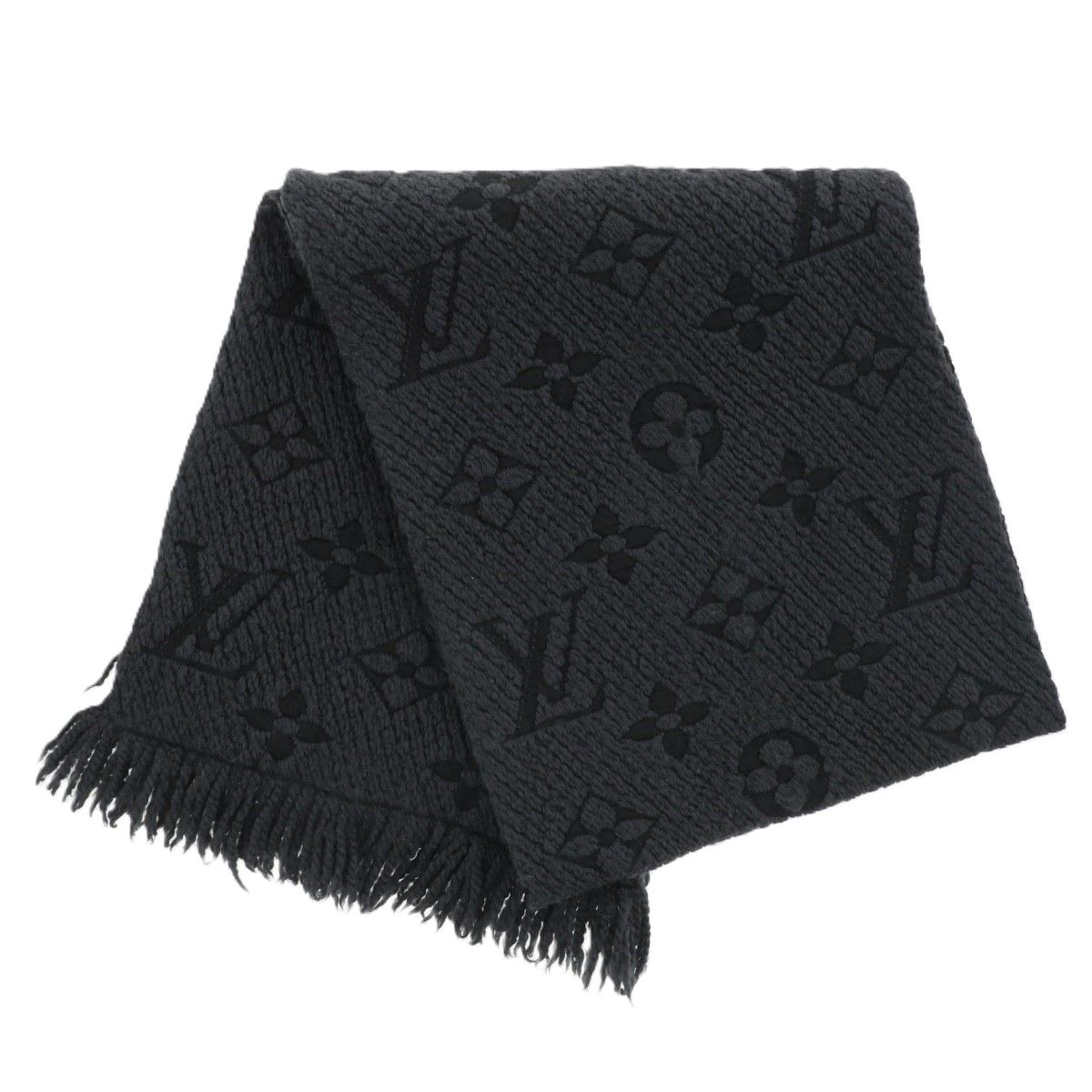 LOUIS VUITTON ルイヴィトン エシャルプ ロゴマニア モノグラム マフラー M72431 レディース ウール シルク グレー