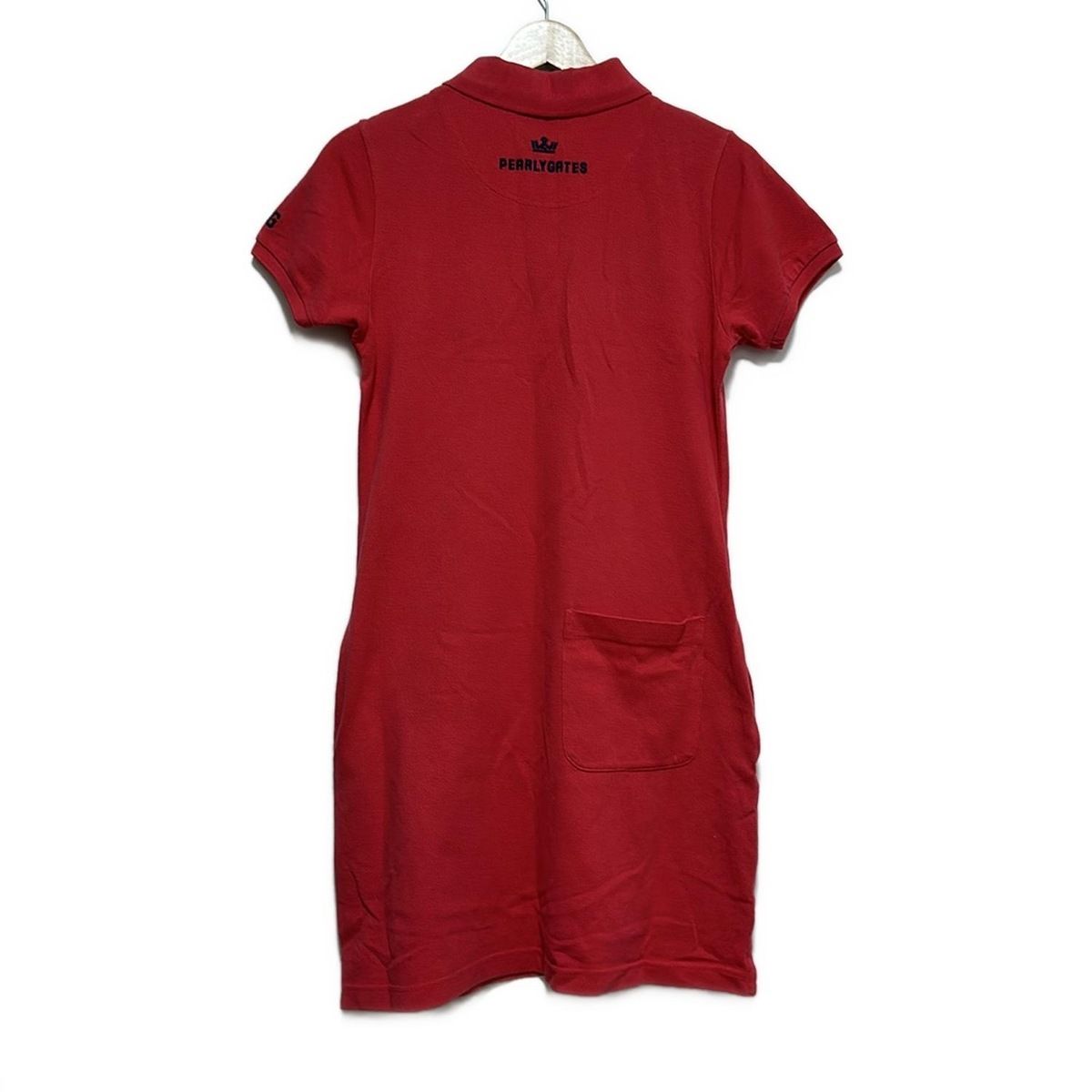 PEARLY GATES パーリーゲイツ ワンピース サイズ0 XS レディース - レッド×黒×マルチ レギュラー 半袖 ひざ丈