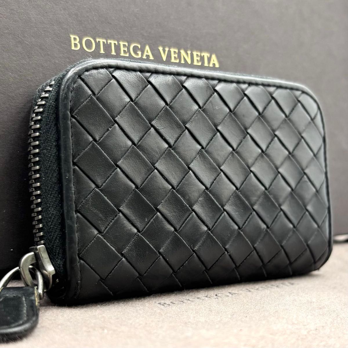 l83 ボッテガヴェネタ コインケース 小銭入れ ブラック bottegaVeneta イントレチャート ラウンドジップ ラウンドファスナー