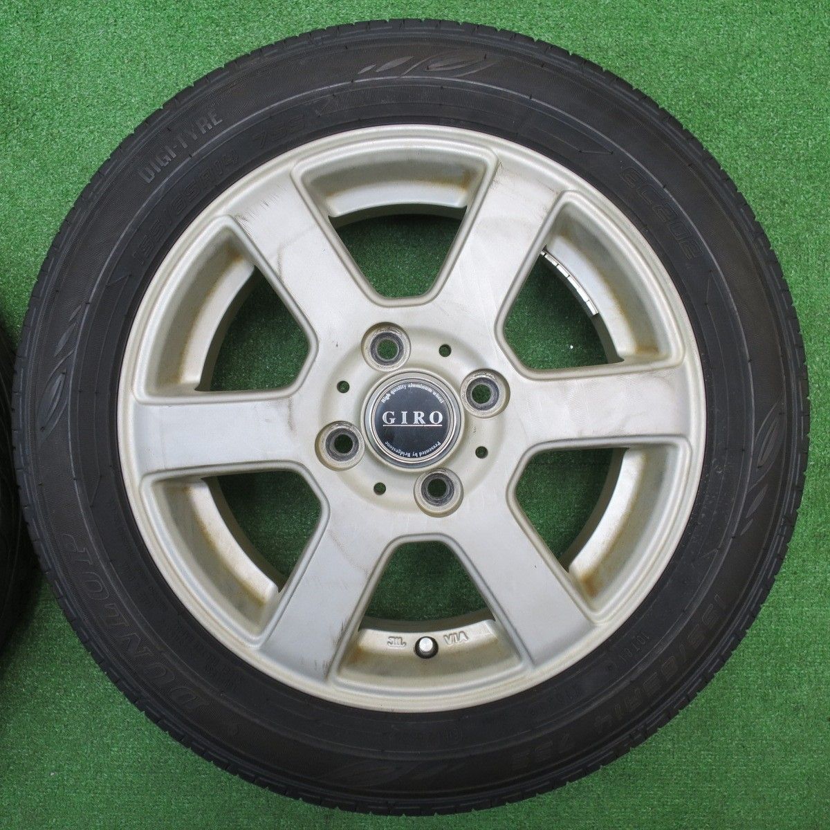 バリ溝 24年 8 5分 155 65 R 14 ダンロップ EC 202 GIRO YT 6 ブリヂストン製 ギロ 14インチ PCD 100 4 H ノ