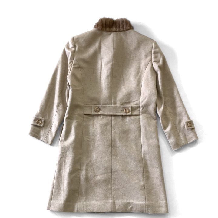 Leilian レリアン ミンクファーコート コロンボ ピュアカシミア ロング Aライン カシュクール 11 ベージュ M09