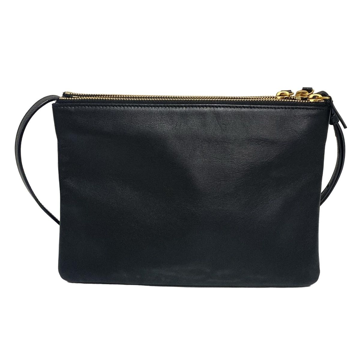 【美品】セリーヌ トリオ ラージ 旧ロゴ ショルダーバッグ ブラック 美品✨】 セリーヌ トリオ ラージ ショルダーバッグ 旧ロゴ ブラック 黒