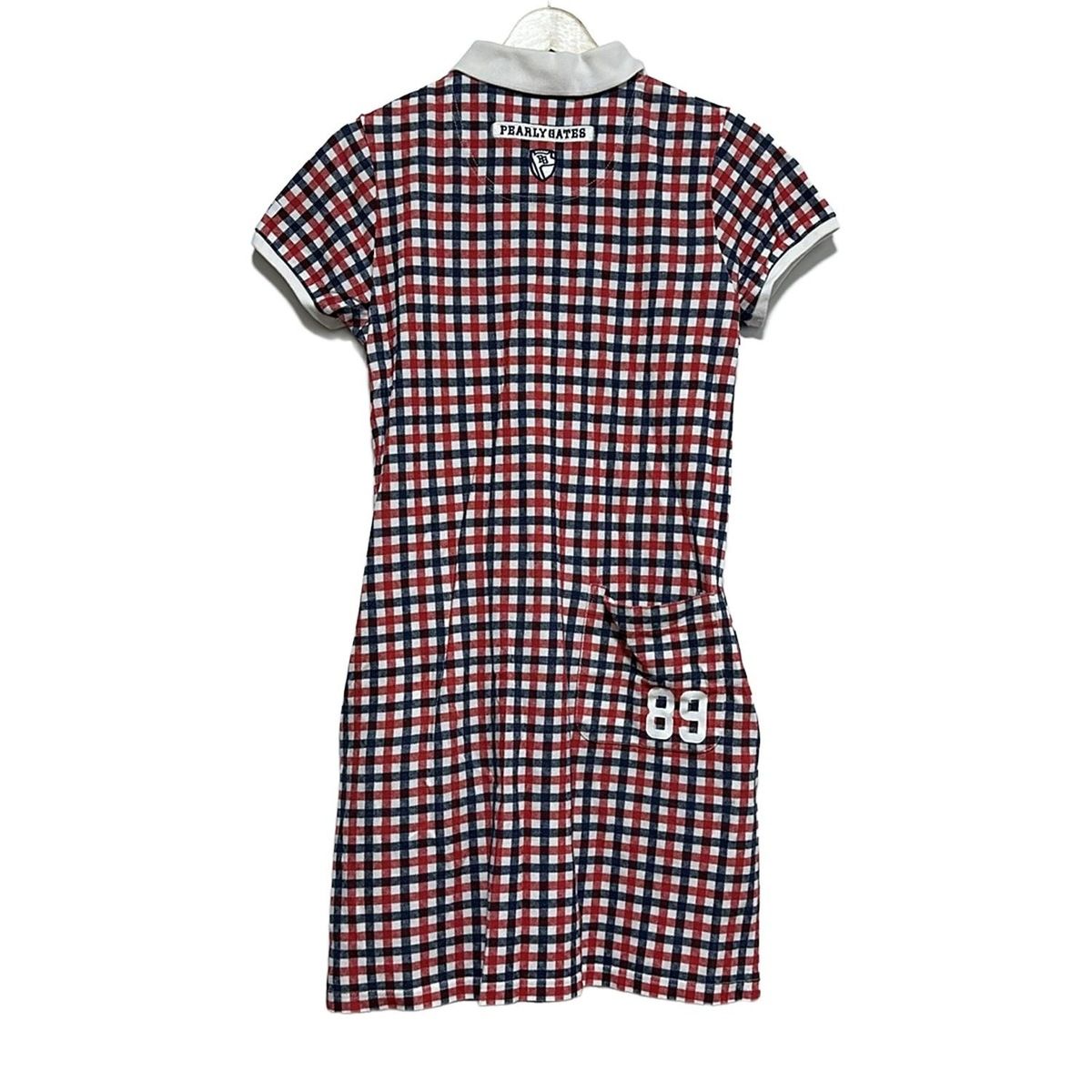 PEARLY GATES パーリーゲイツ ワンピース サイズ0 XS レディース - レッド×ブルー×白 レギュラー 半袖 ひざ丈 チェック柄