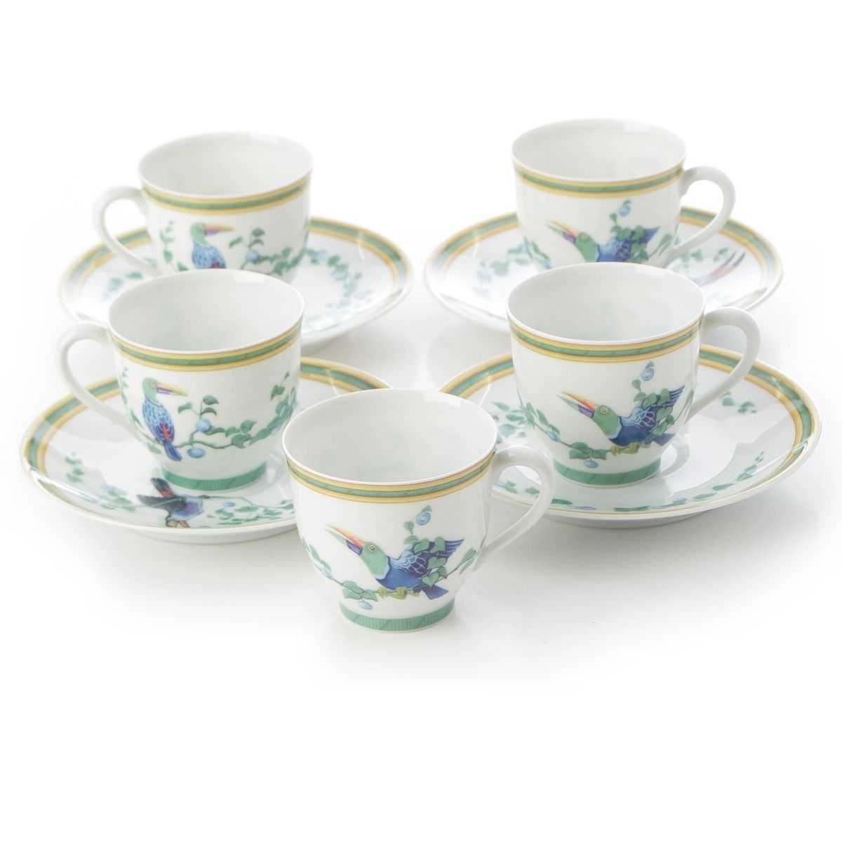 エルメス トゥカン ティーカップ ソーサー ポット トレイ 食器 カップ1点 6客セット ホワイト