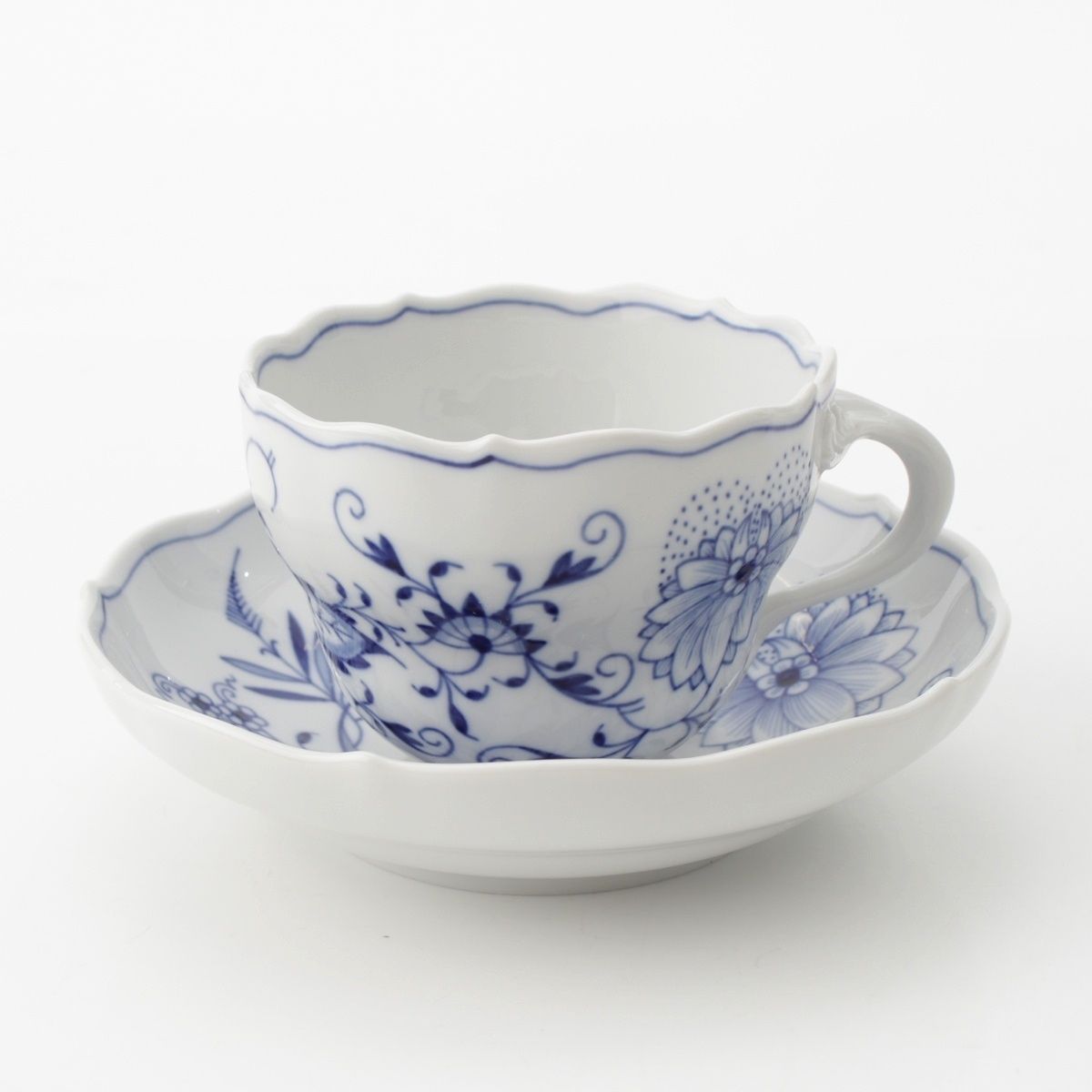 マイセン 陶器 ブルーオニオン カップ1点 4客セット 食器 ティー カップ&ソーサー ホワイト マルチ