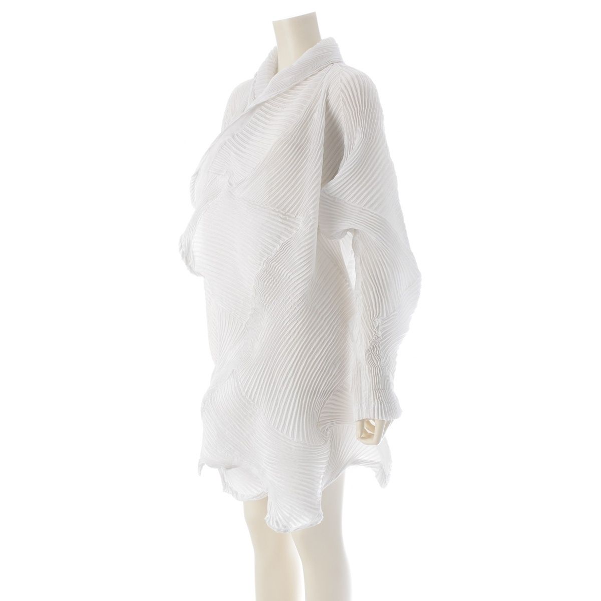 イッセイミヤケ 2019年 19AW 3Dスチーム スチームストレッチ プリーツ 変形 ロング テーラードジャケット IM92-FD508 ホワイト 2