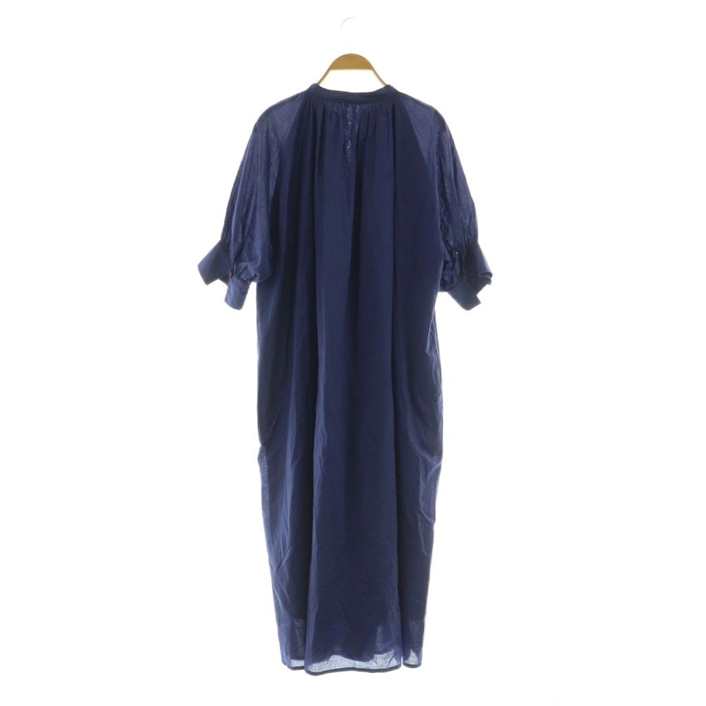 エリオポール heliopole COTTON LAWN HALF SLEEVE DERSS ワンピース ロング ギャザー オーバーサイズ 五分袖 ネイビー MY OS