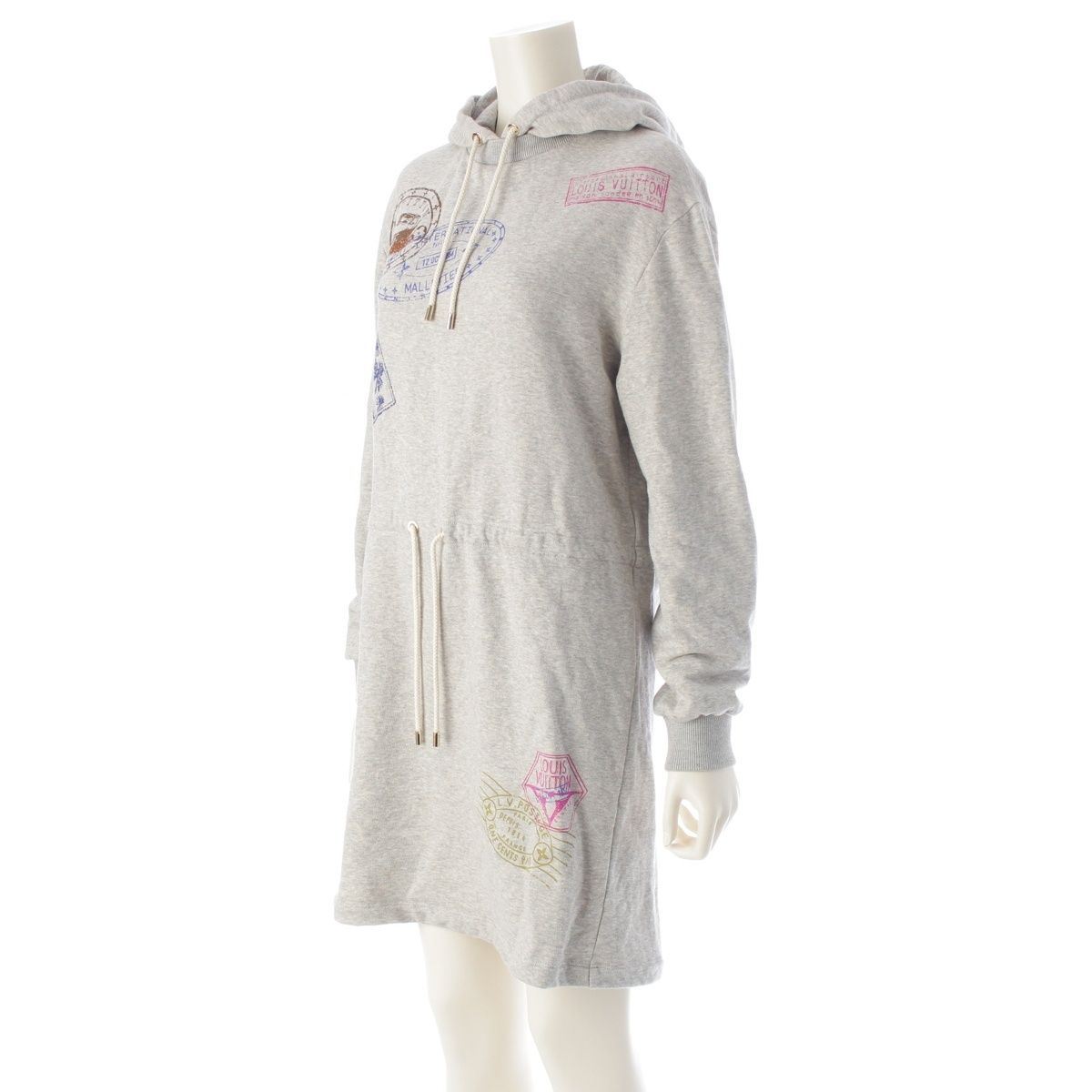 ルイヴィトン 25 SS トラベルスタンプ セーター ワンピース ドレス 1 AGDKX グレー XS