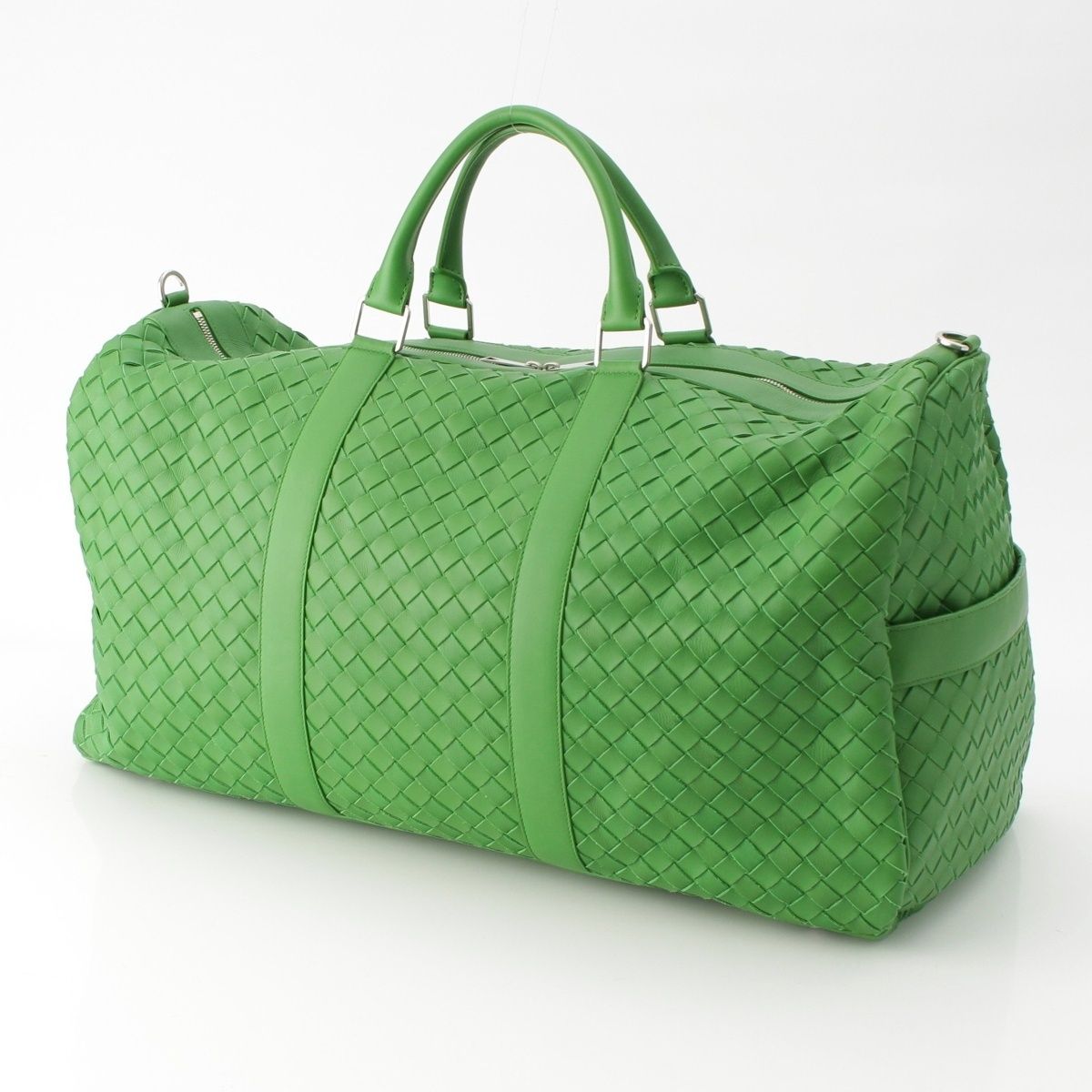 ボッテガヴェネタ レザー イントレチャート 2way ダッフルバッグ ボストンバッグ ショルダーストラップ パラキート グリーン