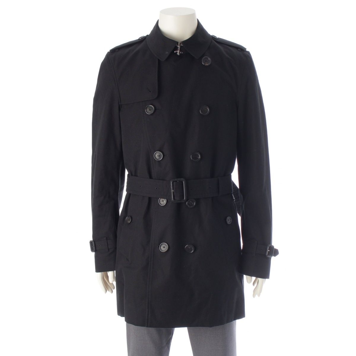 バーバリー ロンドン ケンジントン ミディアム コットン ノヴァチェック トレンチコート アウター ブラック 48 180 92A