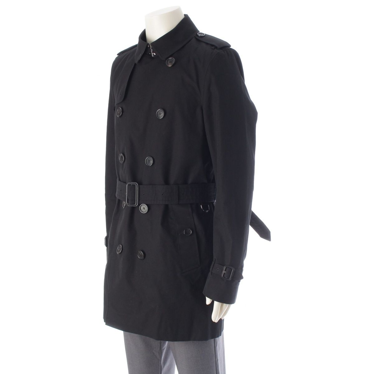 バーバリー ロンドン ケンジントン ミディアム コットン ノヴァチェック トレンチコート アウター ブラック 48 180 92A