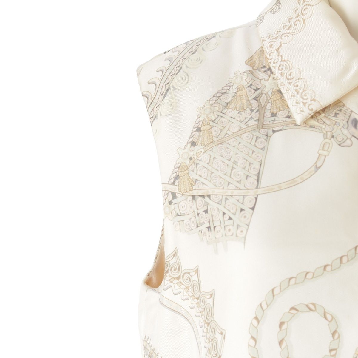  エルメス マルジェラ期 シルク PAPEROLES パプロール 中綿 ジップアップ ベスト ジレ アウター ベージュ系 ME ベスト ジレ ベスト ジレ ビスチェ