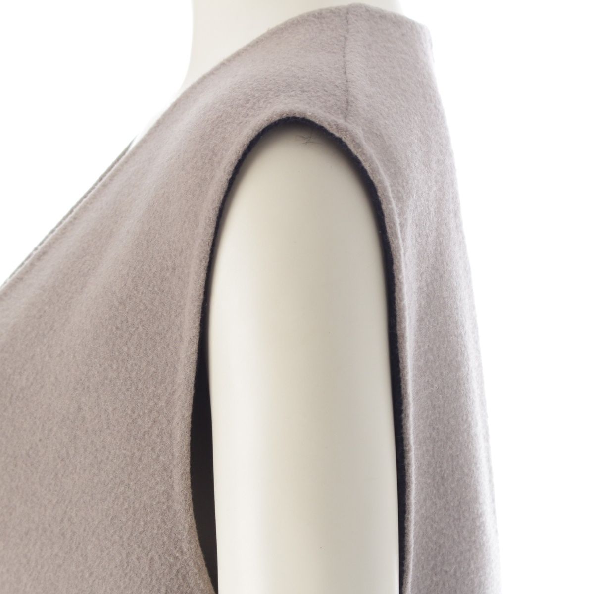 サマーセール開催中！ ドゥロワー ウール ロング ジレ ワンピース ケヌキ Vネック グレー 34 【新作】