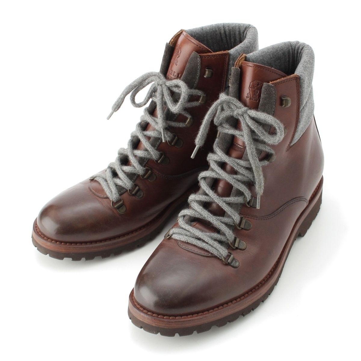 ブルネロクチネリ レザー レースアップ マウンテン ブーツ シューズ ブラウン 41