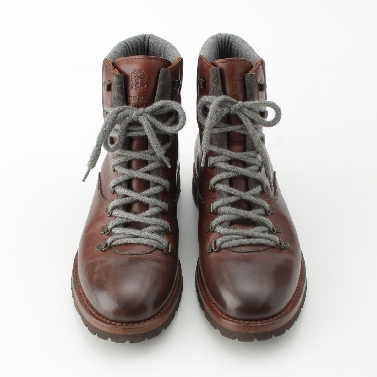ブルネロクチネリ レザー レースアップ マウンテン ブーツ シューズ ブラウン 41