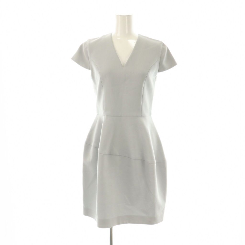 ヨーコチャン YOKO CHAN Vネック 半袖 バルーンドレス ワンピース ミニ 36 グレー AT OS