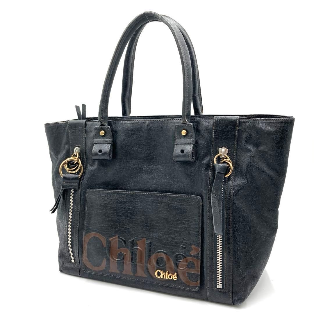 Chloe ブラック トートバッグ Chloe クロエ トートバッグ ブラック レザー - メルカリ