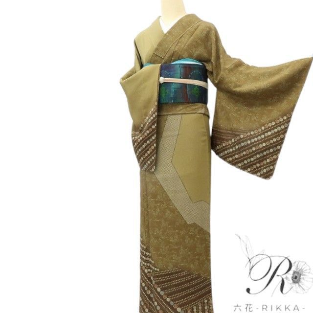 六花-RIKKA- 美品未着用 正絹 染色作家 児島任弘落款 ワイドサイズ 菊
