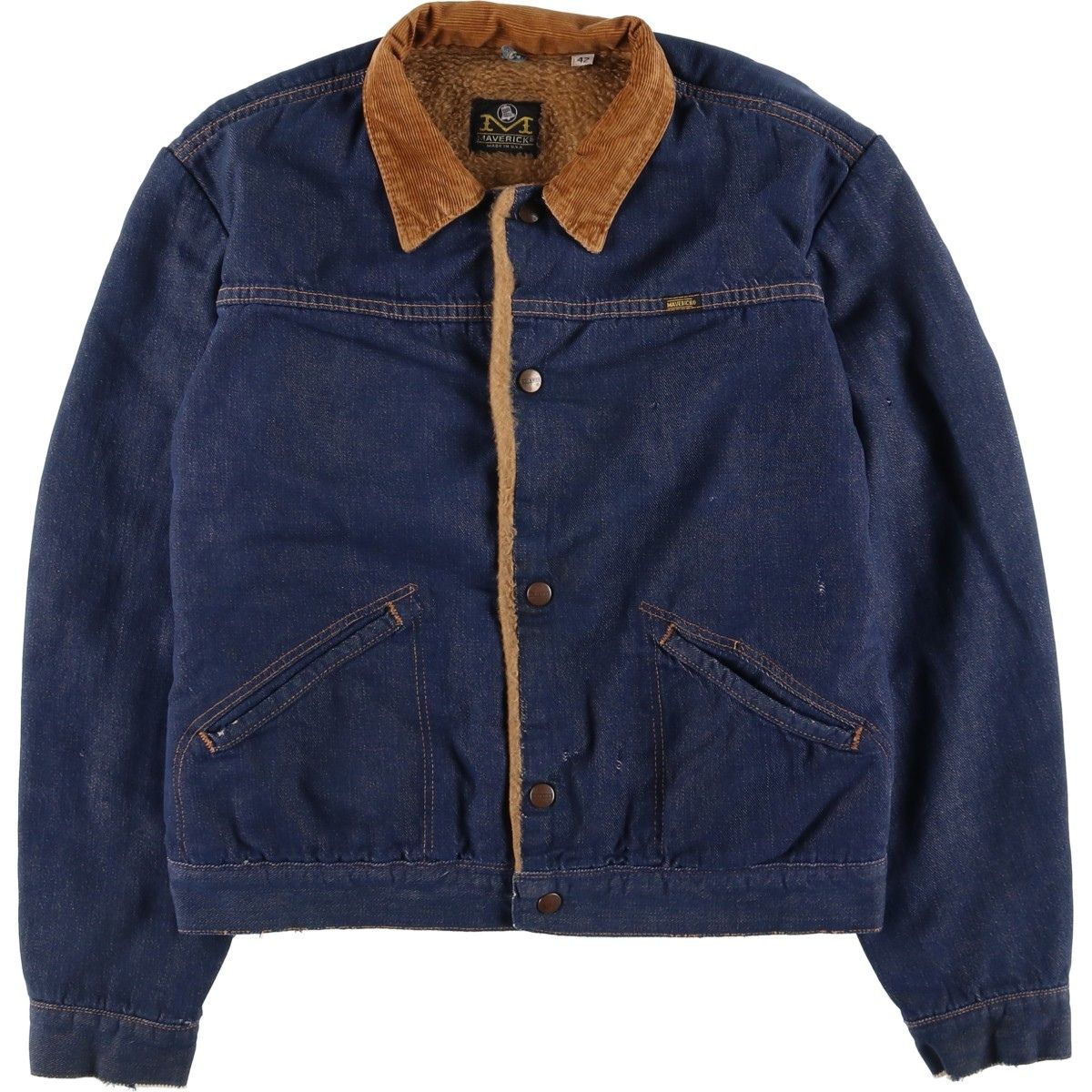 古着 70年代 マーベリック Maverick BLUE BELL バットダイ デニムボアジャケット メンズS相当 ヴィンテージ eaa 593824