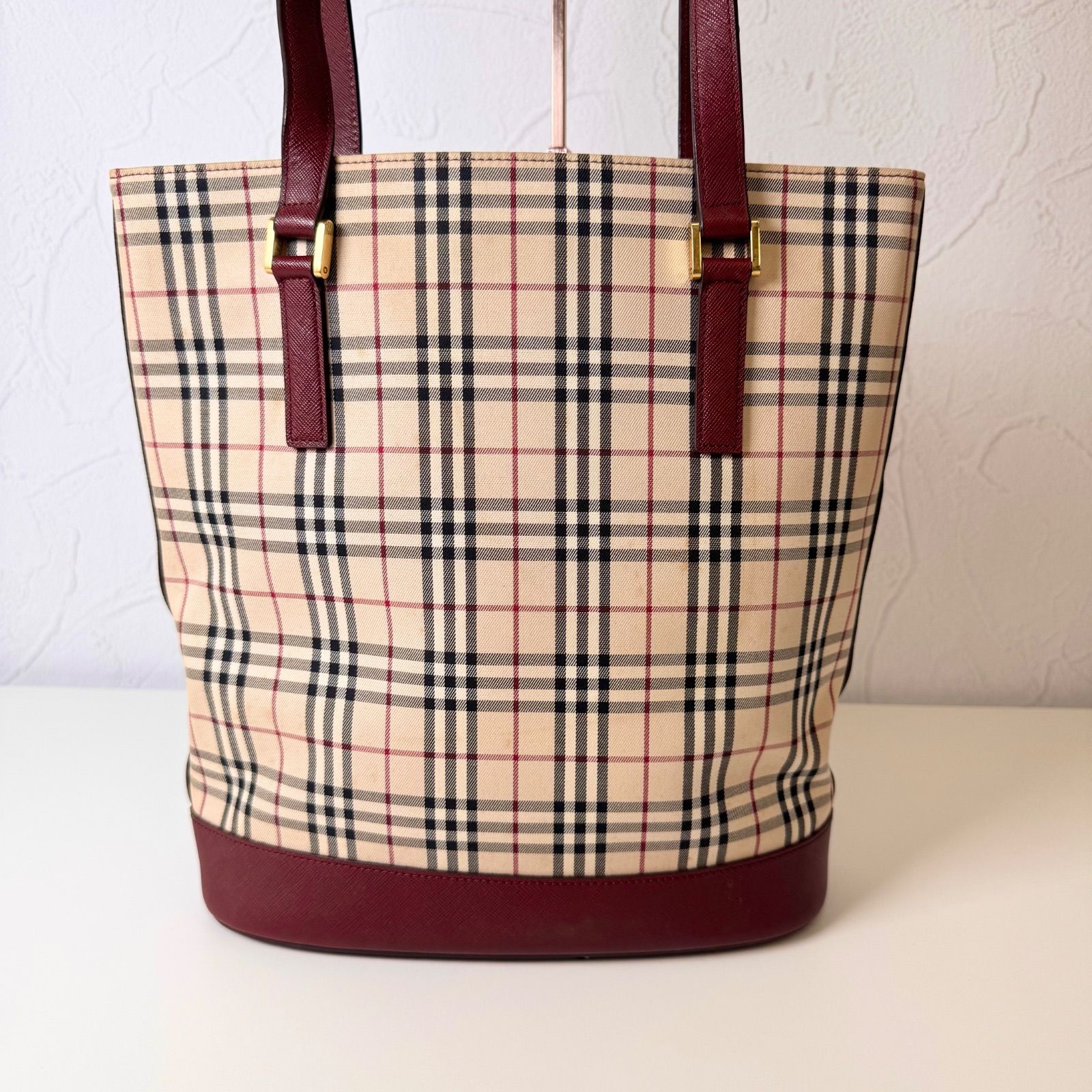 ✨BCランク BURBERRY バケツ型 トートバッグ bag ノバチェック 「85EL