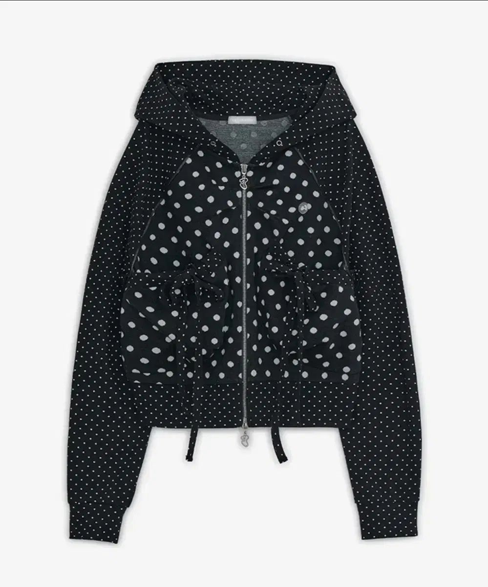 HUG YOUR SKIN ドット BIG ポケット フードジップアップ ブラック