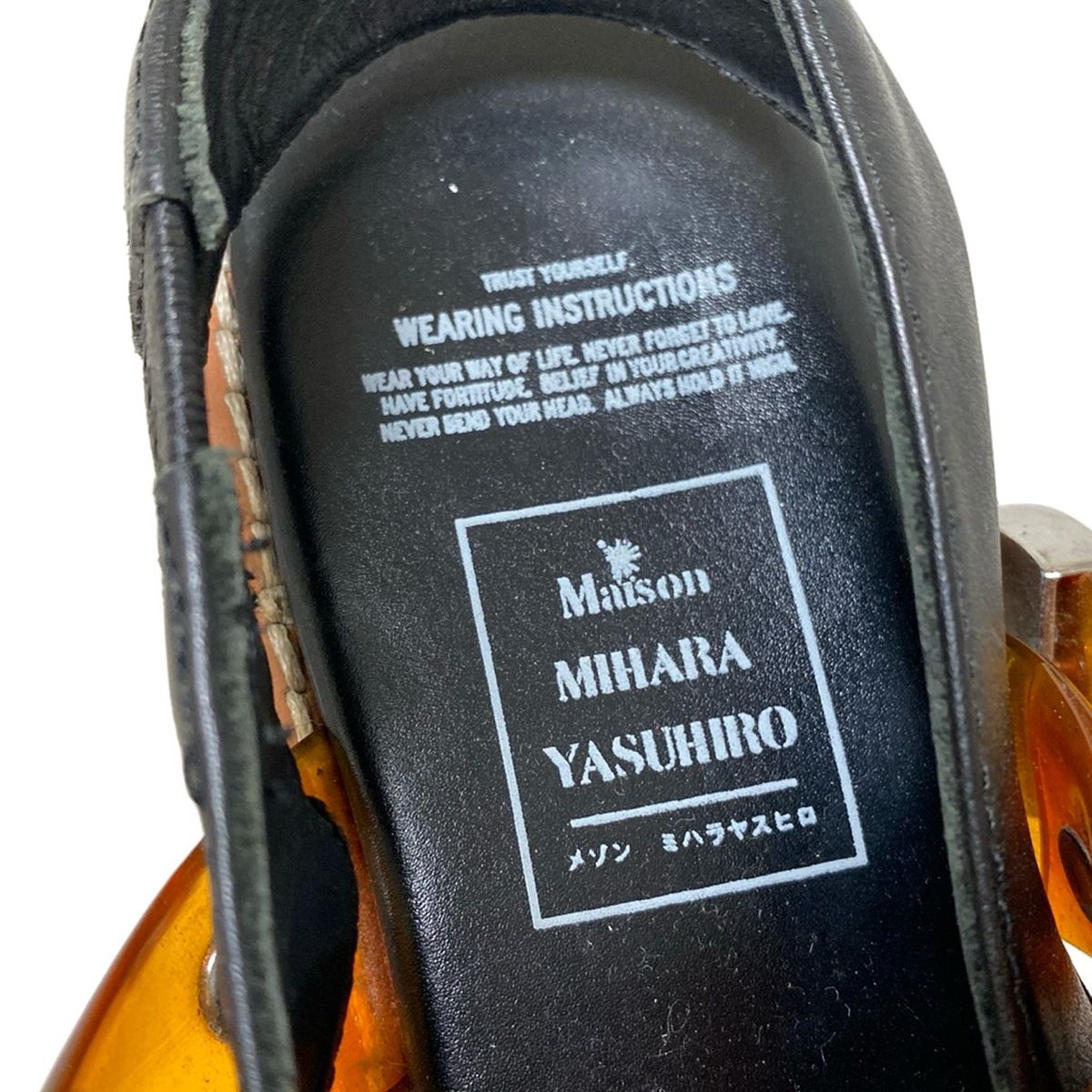  Maison MIHARA メゾンミハラヤスヒロ サンダル 37 レディース - 黒×ブラウン プラットフォーム レザー サンダル サンダル ミュール