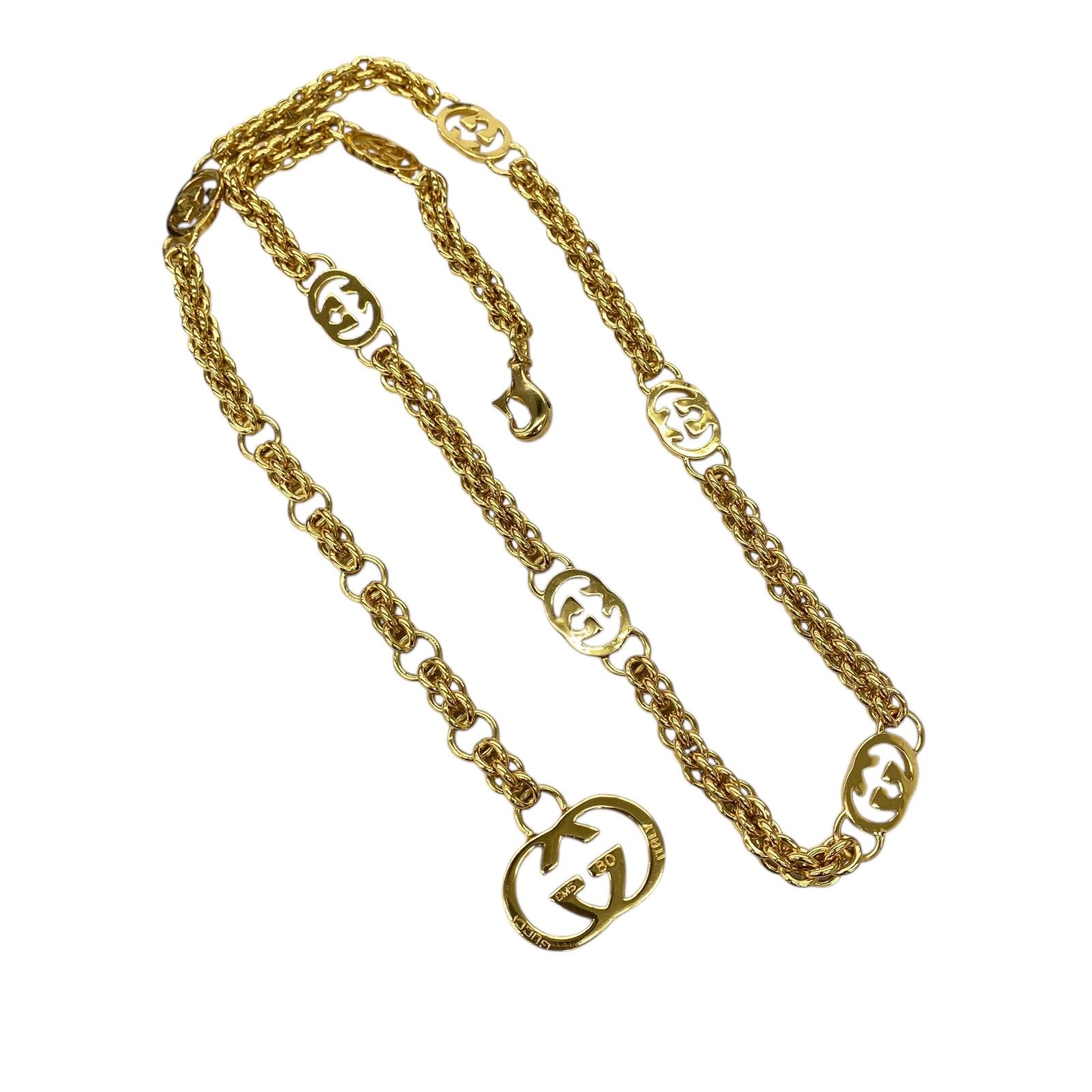 EM1162 GUCCI グッチ インターロッキング チェーンベルト ゴールド