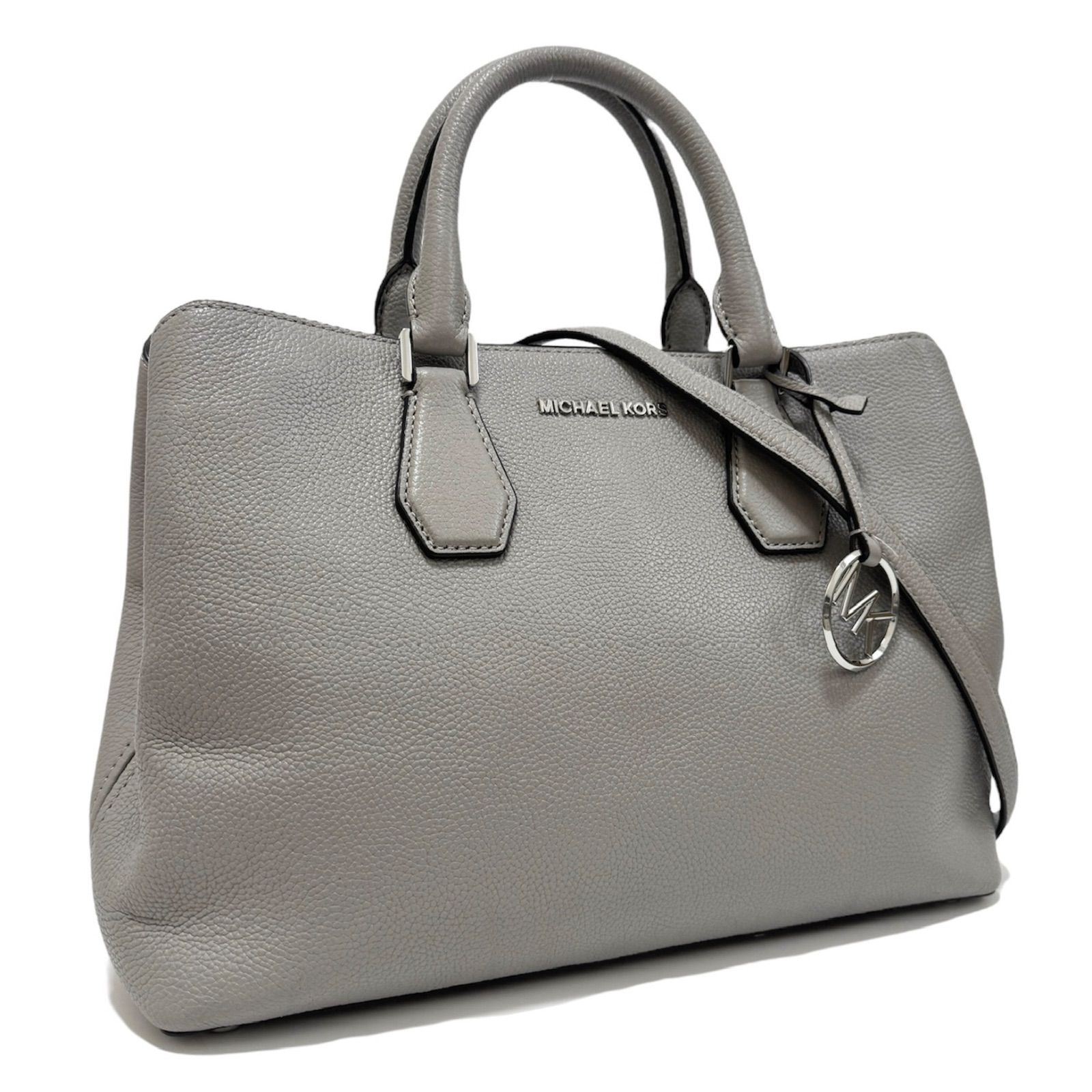 マイケルコース 2way ハンドバッグ ショルダーバッグ 斜め掛け 鞄 グレー 灰色 gray シルバー silver レザー チャーム MK 35S8SCAS3L MICHAEL KORS