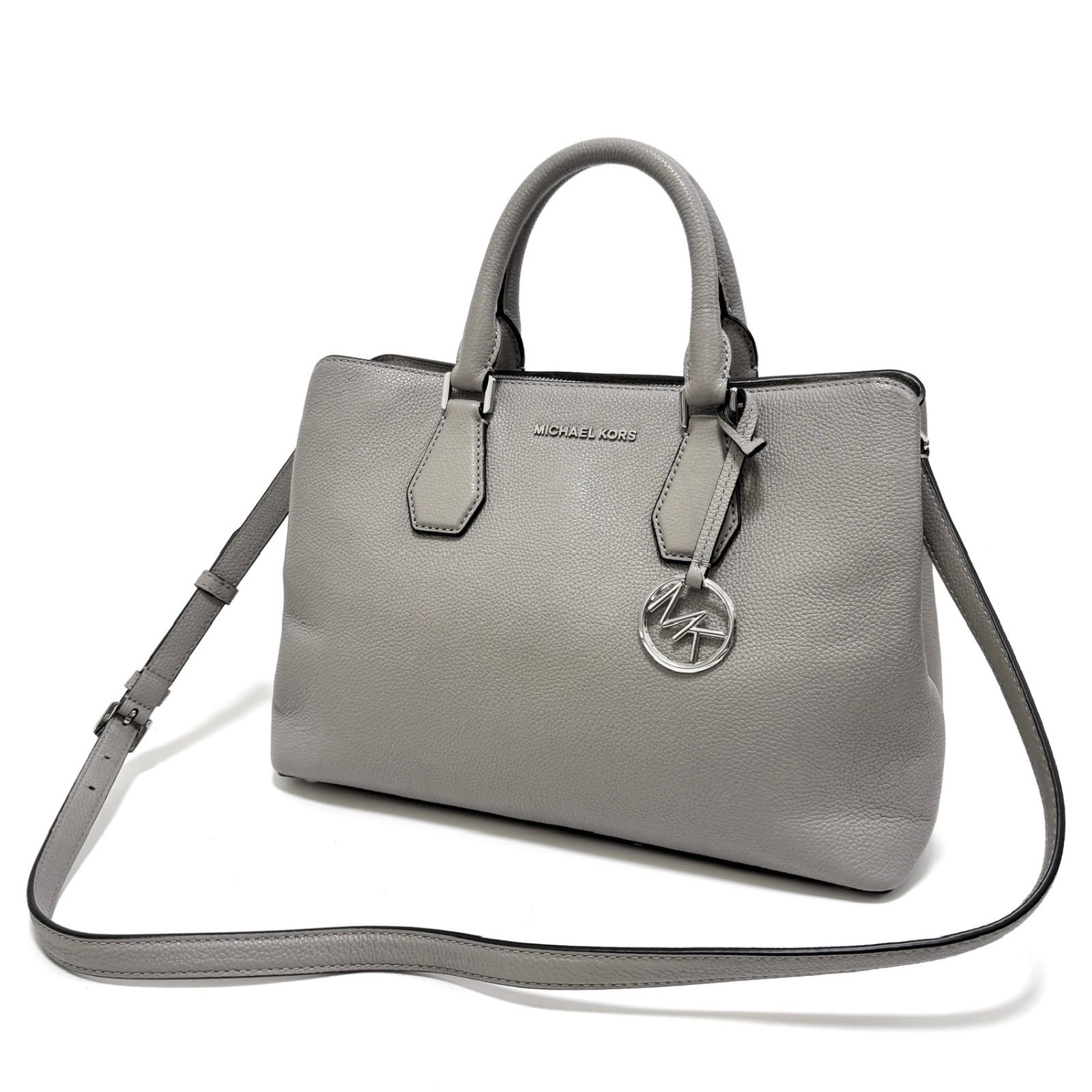 マイケルコース 2way ハンドバッグ ショルダーバッグ 斜め掛け 鞄 グレー 灰色 gray シルバー silver レザー チャーム MK 35S8SCAS3L MICHAEL KORS