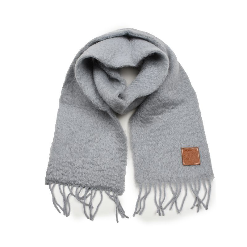 LOEWE ロエベ アナグラム グレーウールモヘアマフラー F655254X01 1130 イタリア MERCADOAVALIA_COM_BR