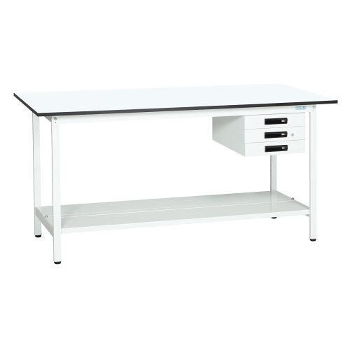 5営業日で発送 サカエ 軽量立作業台KADタイプ キャビネット3段付 中板付 900×600×900mm KAD-096CTMW 2228350