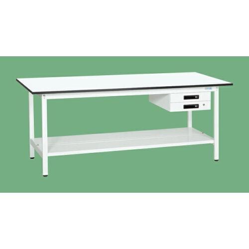 5営業日で発送 サカエ 軽量作業台KAタイプ 抗菌加工 キャビネット2段付 中板付 1500×600×740mm KA-156BTMW 2228260