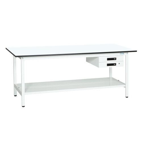 5営業日で発送 サカエ 軽量作業台KAタイプ 抗菌加工 キャビネット2段付 中板付 1200×750×740mm KA-127BTMW 2228258