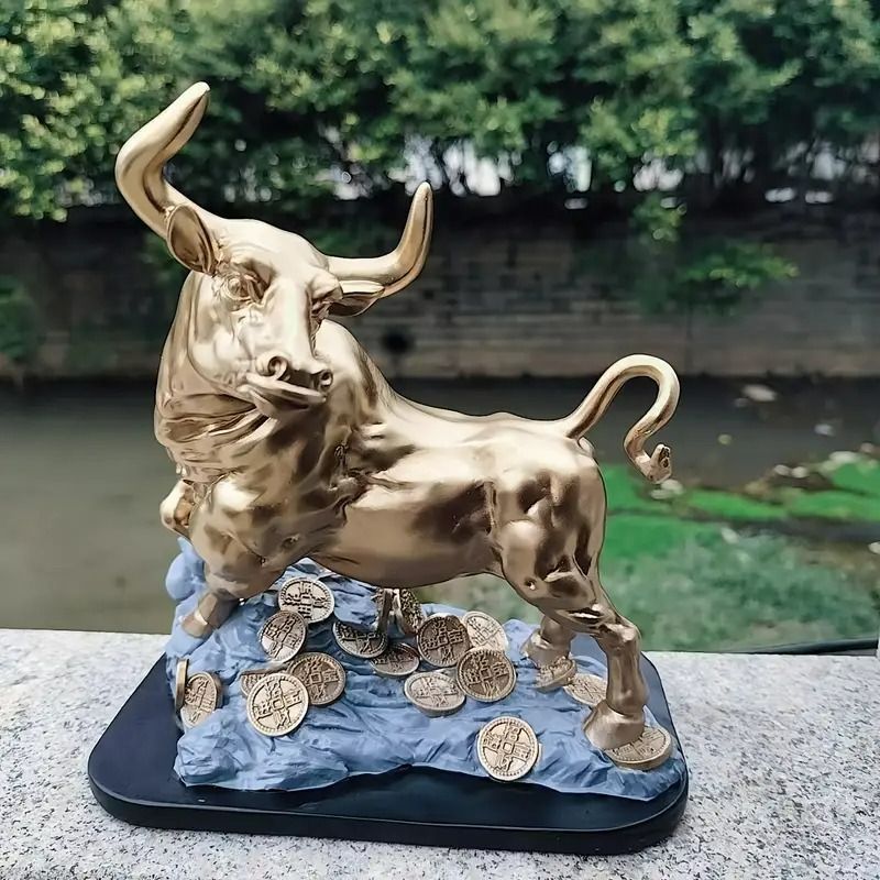  オブジェ ゴールド 置物 牛 うし フィギュア 金運 ゴールデン 開運 縁起物 黄金 かっこいい 幸運 オフィス リビング 書斎 ロビー 寝室 4 7 インテリアアクセサリー 置物 インテリア小物
