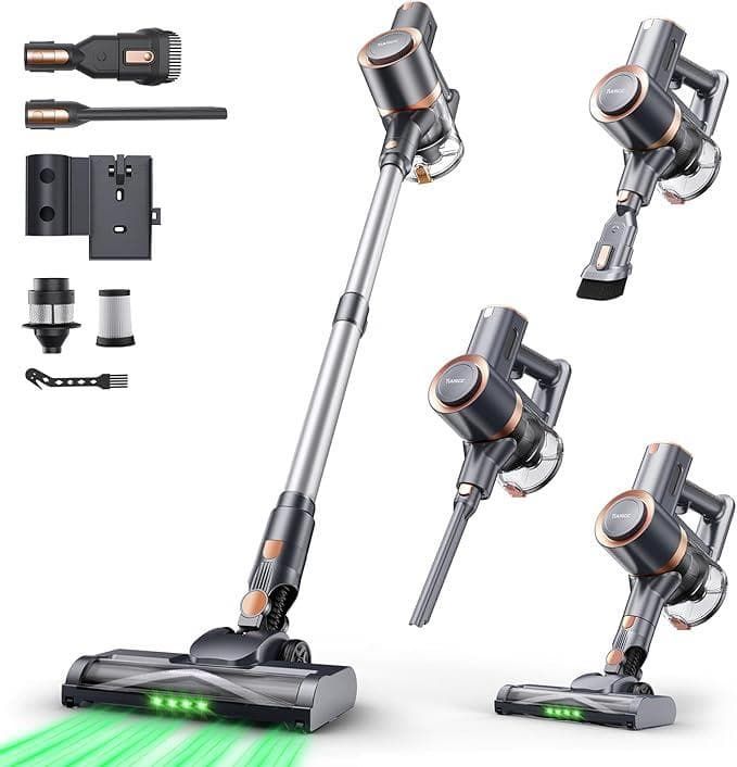 即日 1647 m サイクロン 掃除機 コードレス スティック 550Ｗ 3段吸引力 伸縮型パイプ 絡まないヘッドHEPA多重濾過着脱式バッテリー低騒音