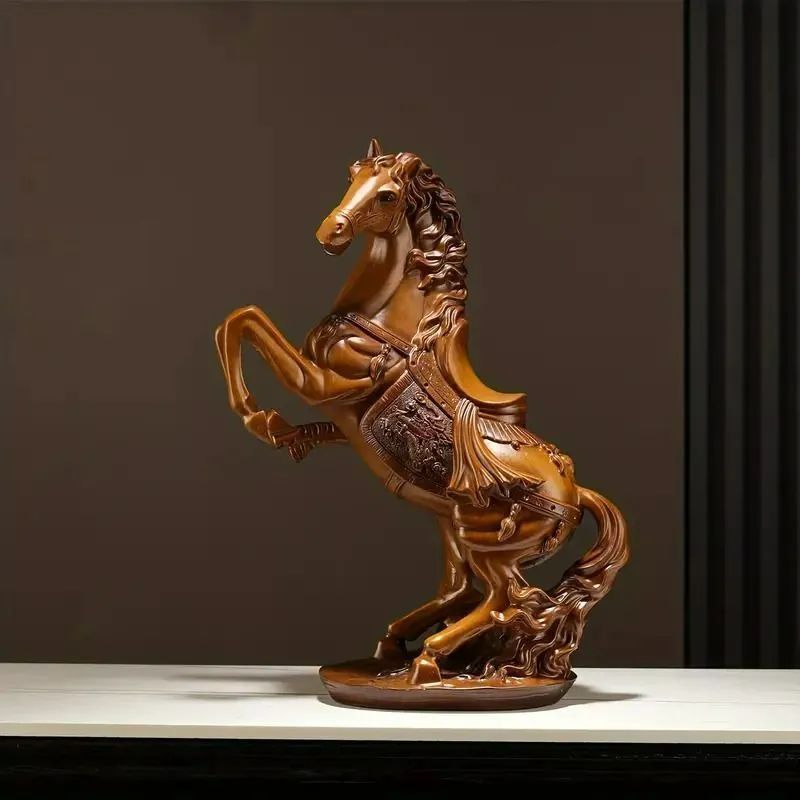  馬 オブジェ ブラウン 置物 ブラック レッド 樹脂 彫刻 インテリア ホームデコ お洒落 かっこいい ヴィンテージ調 リビング オフィス 書斎 4 7 卓上キャビネット 置物 インテリア小物