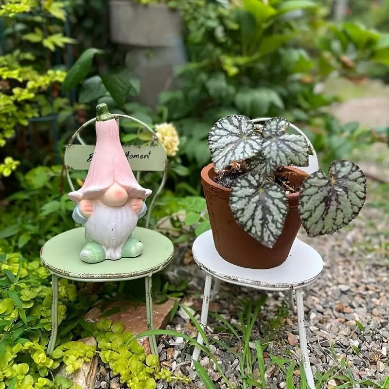 椅子 ヴィンテージ調 ガーデンオブジェ チェア ホワイト グリーン メタル 鉄 お洒落 かわいい 植物 ディスプレイ 多肉植物 盆栽 インテリア ガーデンデコレーション 4 7