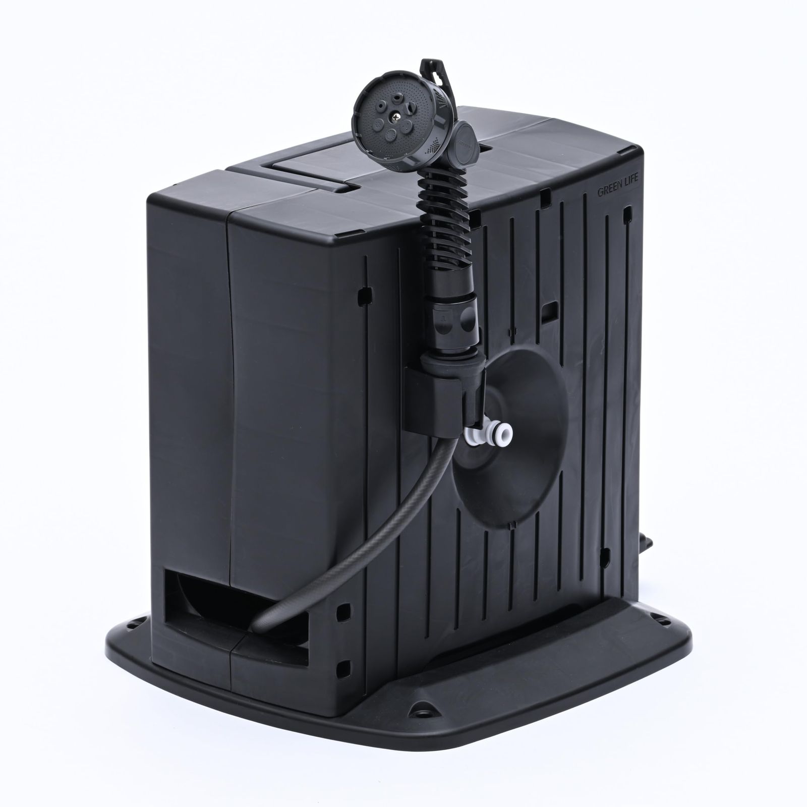 グリーンライフ ホース ホースリール 20m ペダルを踏めば自動巻き コンパクト収納 ブラック×, image size:1600x1600