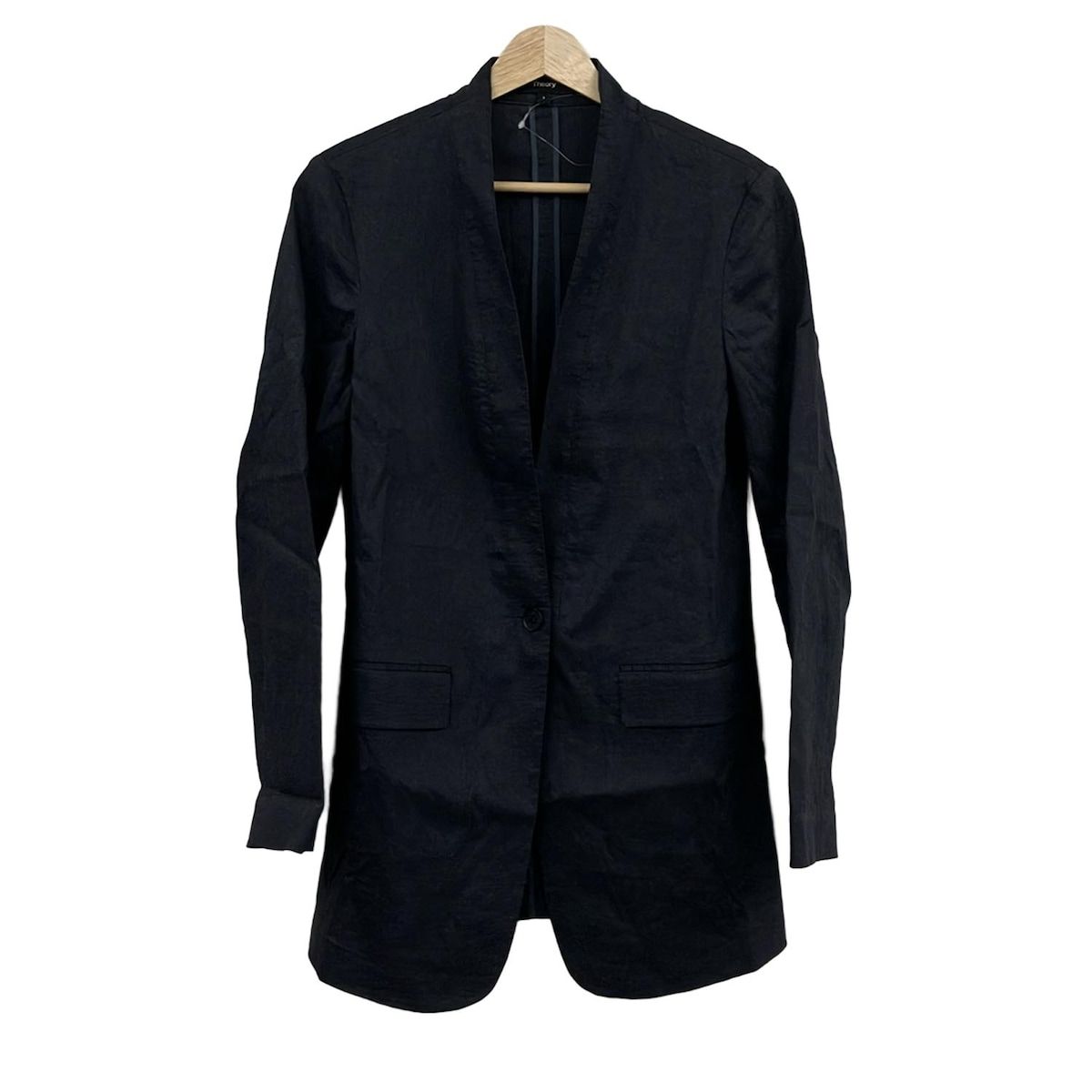 theory セオリー ジャケット サイズ2 S レディース - ダークネイビー 長袖 麻混 春 秋