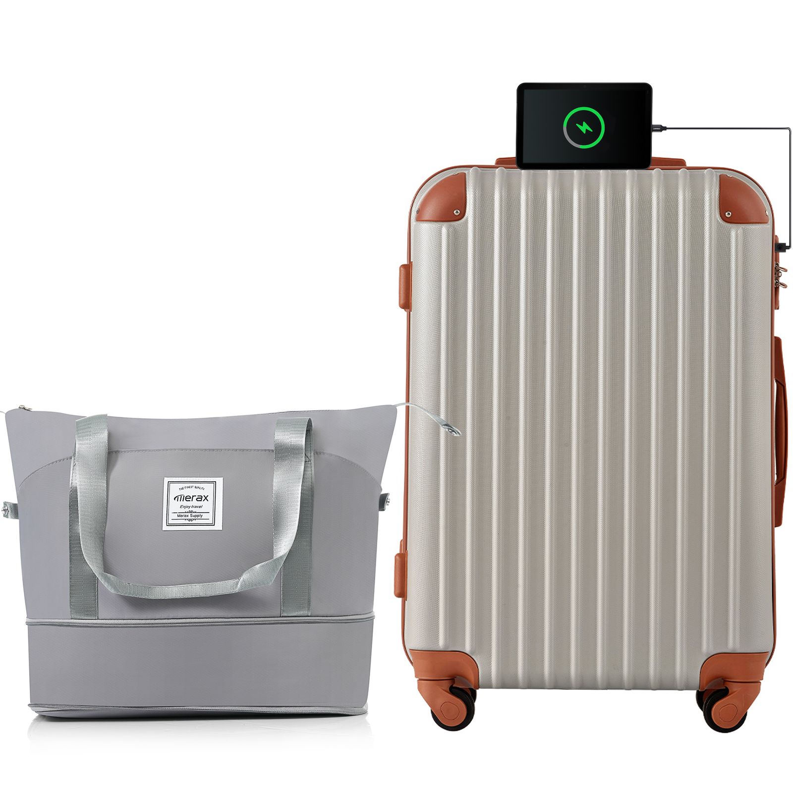 スーツケース Mサイズ USB充電ポート付き ドリンクホルダー付き キャリーバッグ キャリーケース 4日-7日 中型 TSAロック搭載 トートバッグ ハンドバッグ レディース バッグ 軽い